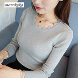 MOVOKAKA Sweaters 2018 New Womens Sweater Winter Long Sleeve Butterfly Neck Sweater Female Knitted Pullover Solid Sweaters Women