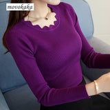 MOVOKAKA Sweaters 2018 New Womens Sweater Winter Long Sleeve Butterfly Neck Sweater Female Knitted Pullover Solid Sweaters Women