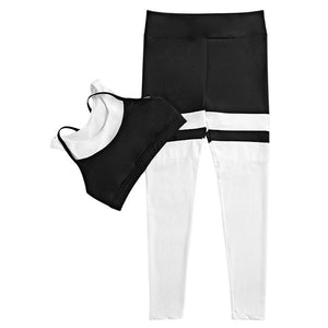 Conjunto Top y Calza Blanco Negro Fitness Gym